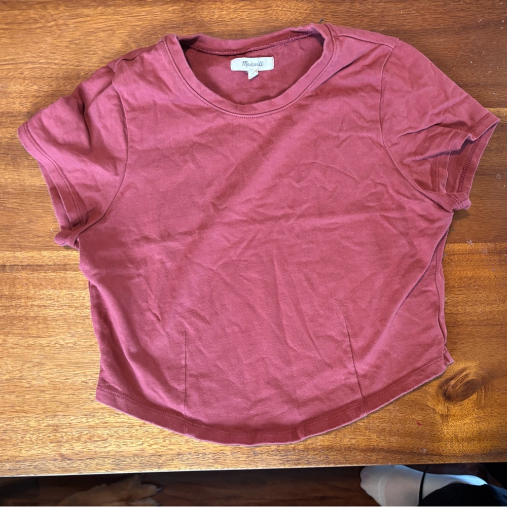 Madwell Red clay pink Short Sleeve Top crop length
